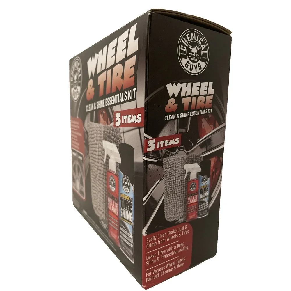 Chemical Guys Wheel & Tire Clean & Shine Essentials Kit 3 Items Included NIB